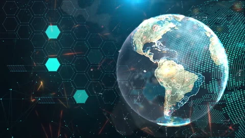 Digital Globe with Binary Code and HUD Animation Stock Footage 305303387