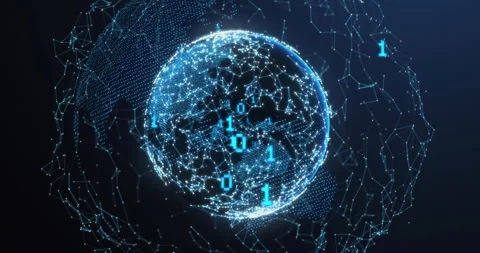 Digital globe with binary code and network connections animation Stock Footage 306199660