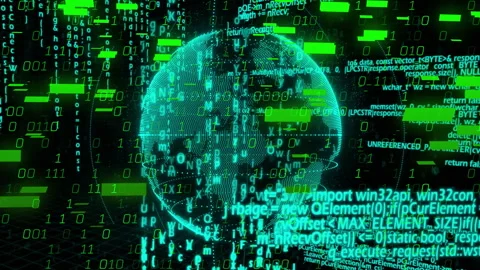 Digital globe with binary code and data processing animation over green matrix Stock Footage 306719956
