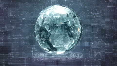 Digital Globe with Binary Code and HUD Animation Stock Footage 316911313