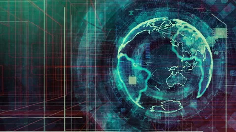 Digital Globe with Binary Code and HUD Animation Stock Footage 317738948