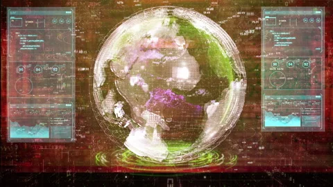 Digital Globe with Binary Code and HUD Animation Stock Footage 318002720
