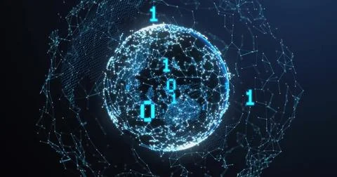 Digital globe with binary code and network connections image Stock Illustration