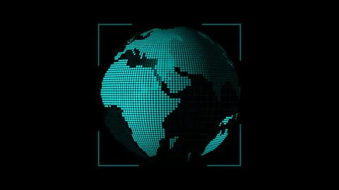 Digital globe with binary code texture on dark background. Stock Illustration