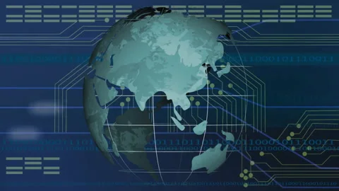 Digital globe with binary coding, showing global network animation Stock Footage 303540169