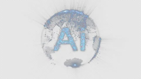 Digital globe, Blue digital AI letter particles. Stock Footage 299925124