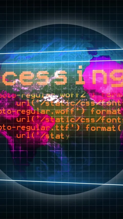 Digital Globe with Code Snippets and Grid Overlay Stock Footage 308818435