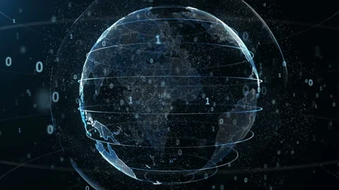 Digital globe of data - abstract 3D-rendering of a network of data of scientific Stock Footage 95208894