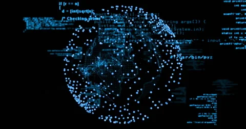 Digital globe with data points and programming code animation Stock Footage 306816801