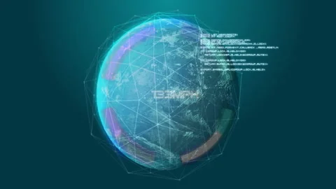 Digital globe with data processing animation over world map and network Stock Footage 305431397