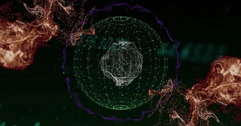 Digital globe displaying in center, surrounded by abstract data patterns Stock Photos