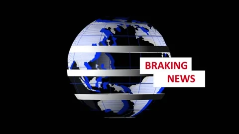 Digital globe displays a breaking news text overlay. This digital globe sig.. Stock Footage 337620707