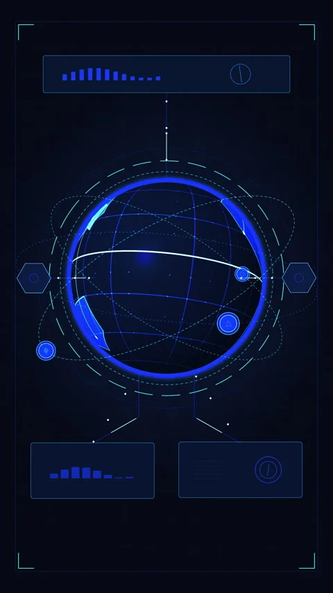 Digital globe earth hologram, data technology interface, network communicat.. Stock Footage 348329307
