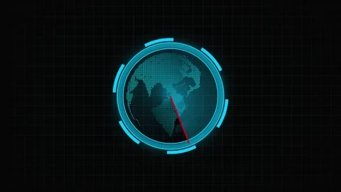Digital globe in a futuristic blue circular interface, Animated technology .. Stock Footage 332165985