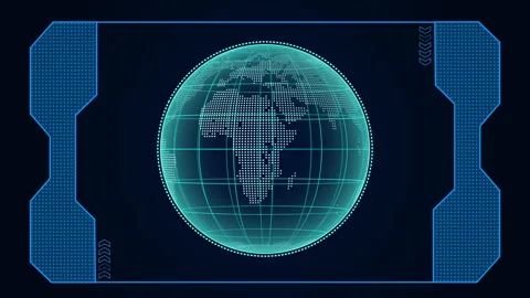 Digital globe global network interface, Digital globe with tech elements Stock Footage 347929735