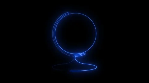 Digital globe with glowing blue network lines performing rotation Stock Footage 345772297
