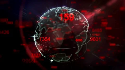 Digital Globe with Glowing Continents and Red Data Numbers Stock-Footage 332711261