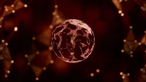 Digital globe glowing in flame, alerting danger, plexus connections are floating Stock Footage 121934433