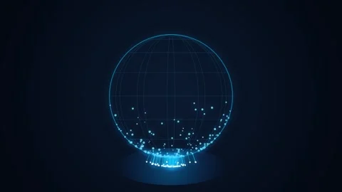 Digital globe with glowing particles data points connected motion background. Stock Footage 347200314