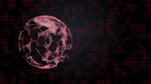 Digital globe glowing red light, alerting danger on dark-red gridded background. 스톡 일러스트