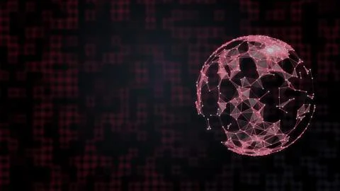 Digital globe glowing red light, alerting danger on dark-red gridded background. 스톡 일러스트