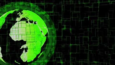 Digital globe with green binary code, cybersecurity and global network conc.. Stock Footage 259766385