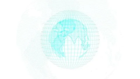 Digital Globe with Grid Overlay on White Background 库存照片