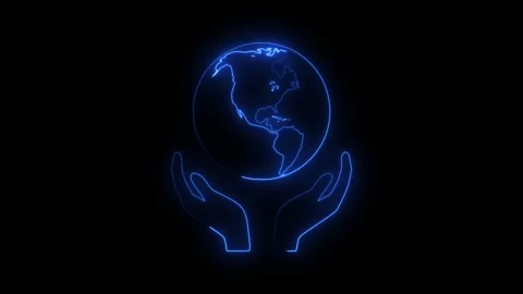Digital globe held by hands performing a 3d animation Stock Footage 345772293