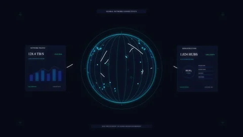 Digital globe HUD animation with data analytics charts and tech elements Stock Footage 346544298