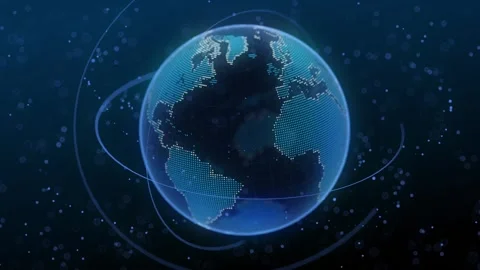 Digital Globe Illustration with Dotted Earth on Blue Space Background Video stock 341921947