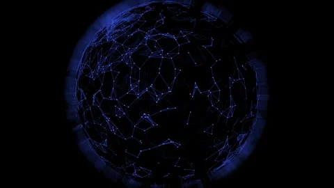 Digital globe with interconnected blue nodes and lines Stock Footage 289367245