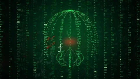 Digital globe made of green binary code with red data highlights on black Stock-Footage 343158174