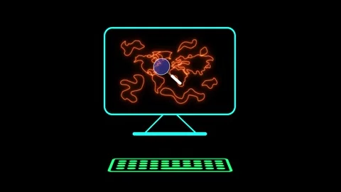 Digital Globe with Magnifying Glass on Computer for Global Data Review Stock Footage 311273759