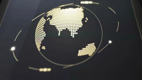Digital globe maps satellite activity worldwide Stock Photos