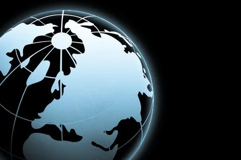Digital Globe Network on Black Background 스톡 일러스트