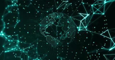 Digital globe with network connections and data points, futuristic image Stock Photos