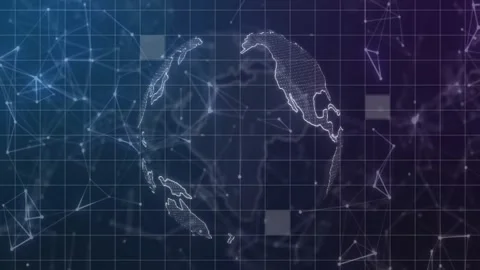 Digital globe with network connections animation over grid background Stock Footage 330735997