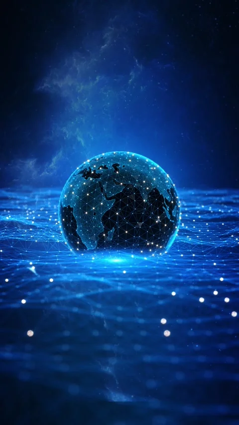 Digital Globe Network with Global Data Connections and Futuristic Stock Footage 342626035