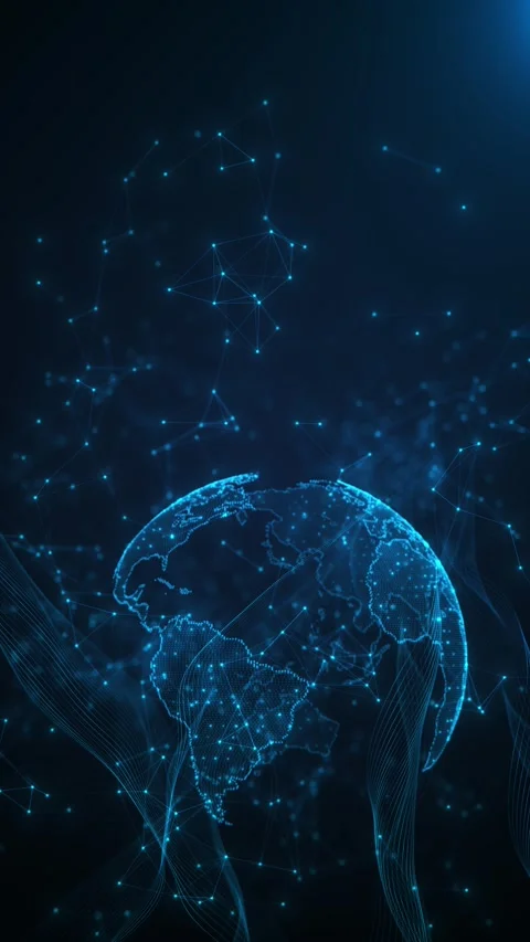 Digital globe network lines. Worldwide network connection Glowing light dots Stock Footage 314198860