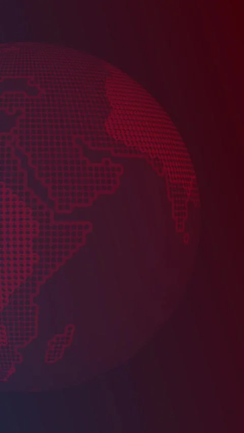 Digital globe network representation with red dots on dark gradient backgro.. Stock Footage 345964081