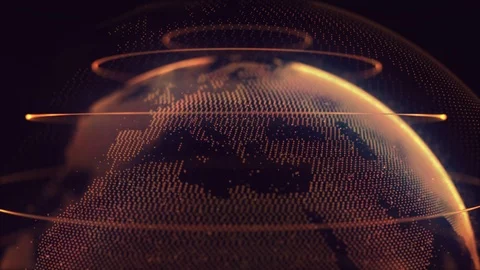 Digital Globe Network Zoom Out. 3D Planet earth rotating animation.. Blue Stock Footage 118768011