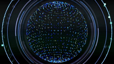 Digital Globe Numeric Particles, Futuristic Data Visualization Stockbeeldmateriaal 320958678