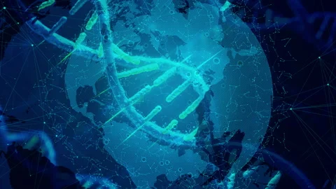 Digital Globe Overlaid with DNA Helix Highlighting Innovation and Biotechno.. Stock Footage 339051828
