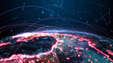 Digital globe is presented in the form of a hologram emitting a light effect, Stock Footage 110719454