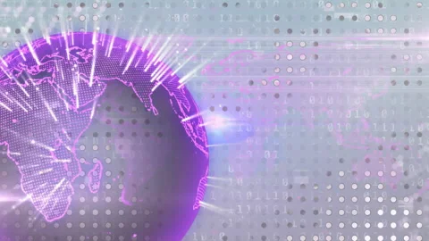 Digital globe processing data with binary code animation Video stock 304760654