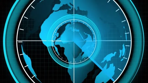 Digital globe radar interface with blue earth and futuristic overlay, Anima.. Stock Footage 332664177