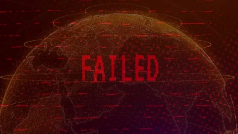 Digital Globe with Red Failed Text Overlay Concept Stock Footage 336479119
