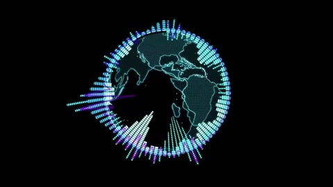 Digital Globe with Sound Waves and Data Visualization Elements Stock Footage 311795238