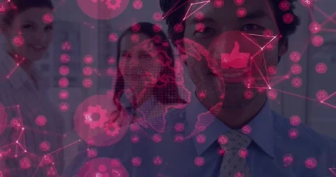 Digital globe sparking team emerging as technology icons pulsing, nodes forming Vídeos de archivo 319852147