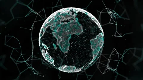Digital Globe Sphere Abstract Geometric Plexus Loop Animation Background Alpha Stock Footage 140772339